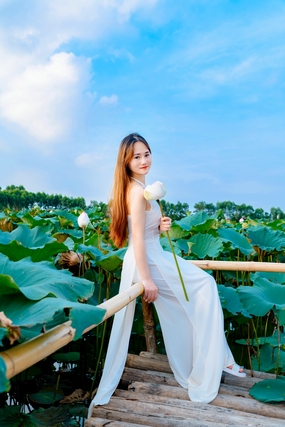 夏日荷塘美女个人写真艺术照图片